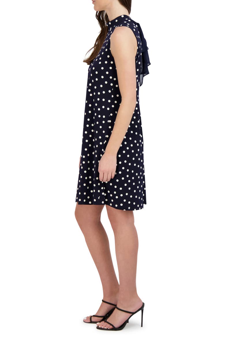 Puff Bow Back Polka Dot Dress, Alternate, color, NAVY/IVORY