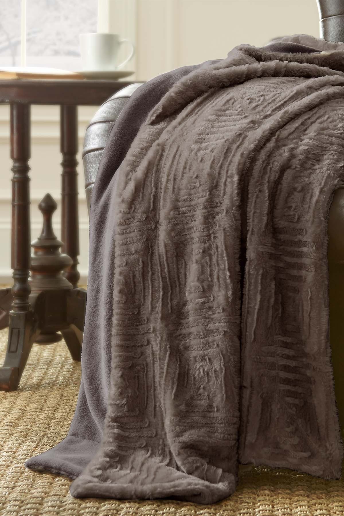 Modern Threads Luxury Faux Fur Throw - Dark Gray | Nordstromrack