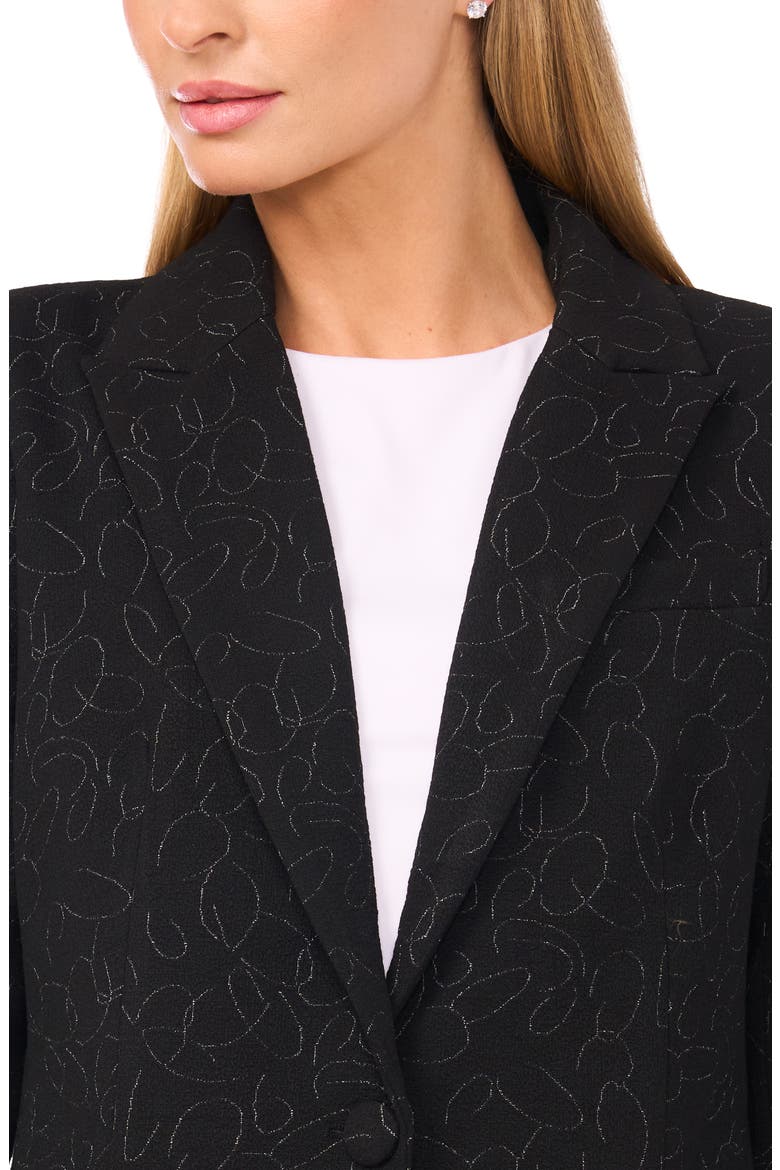 Scribble Print Scrunch Sleeve Blazer, Alternate, color, RICH BLACK