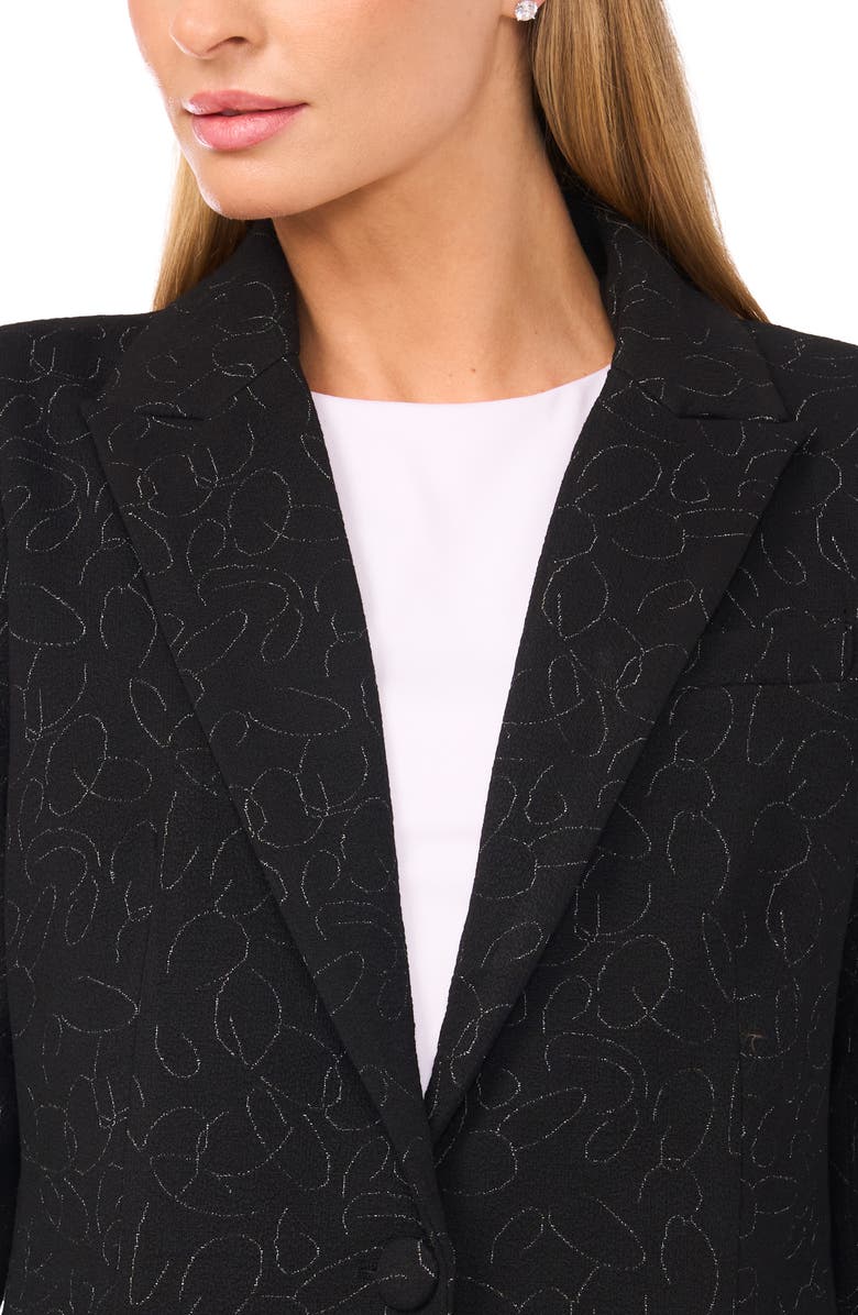 Halogen<sup>®</sup> Scribble Print Scrunch Sleeve Blazer, Alternate, color, Rich Black