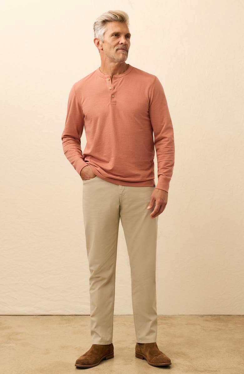 Faherty Long Sleeve Waffle Henley, Alternate, color, Dusty Sienna