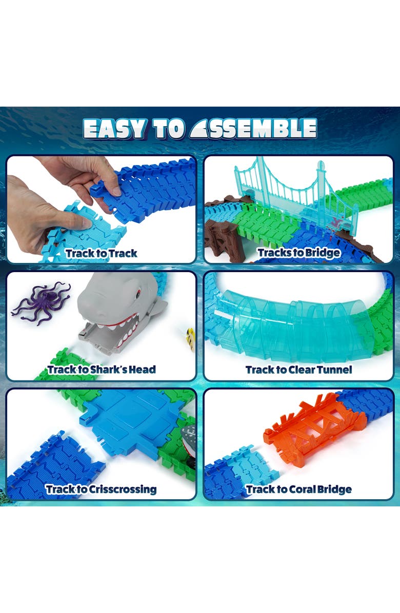 USA Toyz Shark Car Seas Tracks Playset 225 Pieces, Alternate, color, Multi Color