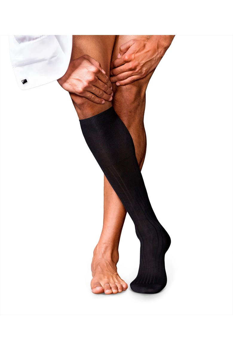 No. 13 Piuma Cotton Luxury Dress Socks, Main, color, Black