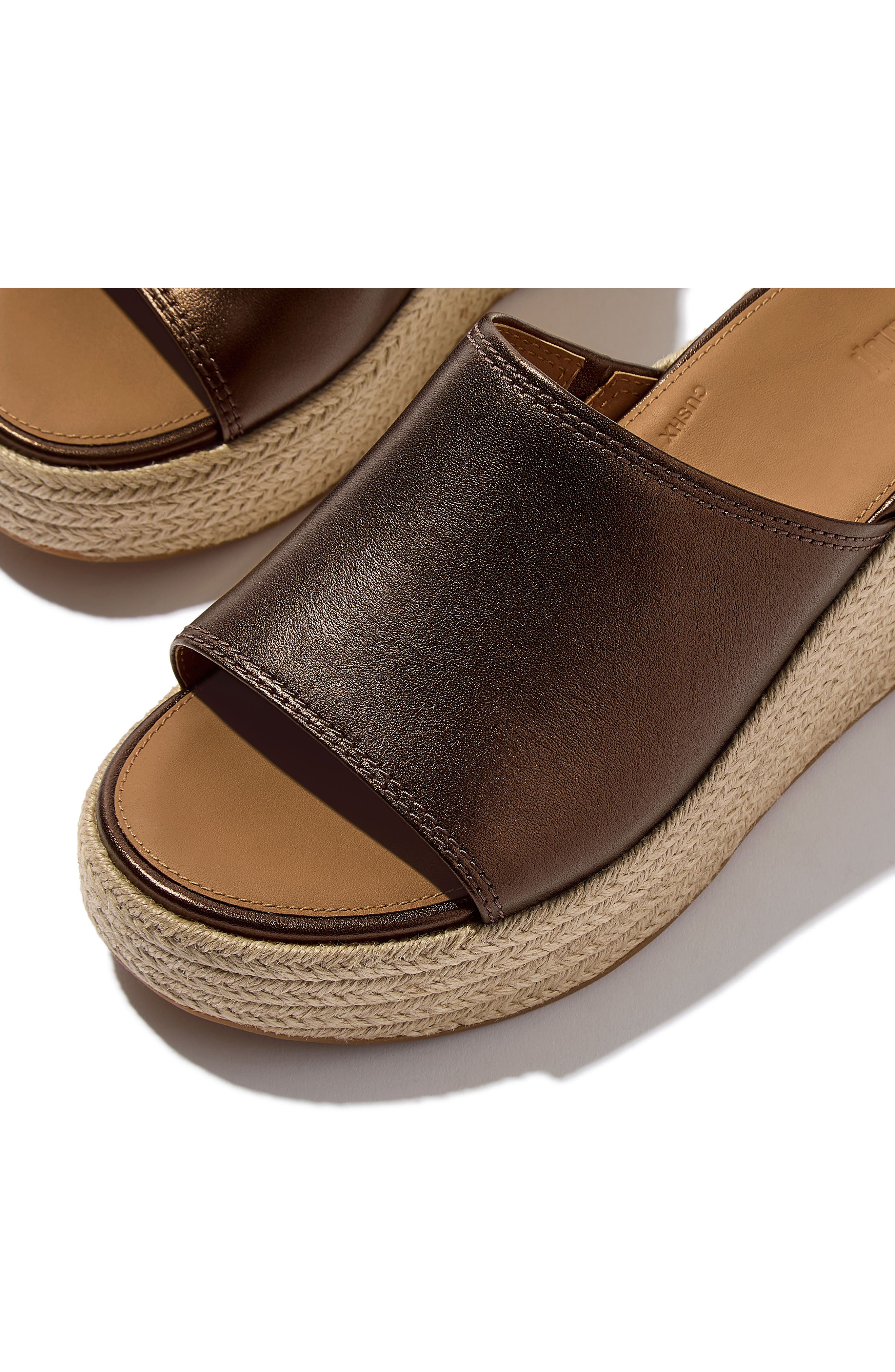 FitFlop Platform Espadrille Slide Sandal, Alternate, color, Metallic Chocolate Brown