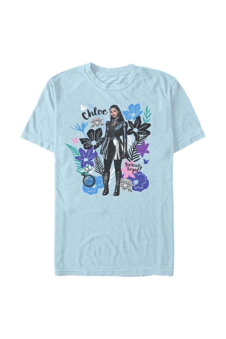 Men's Descendants Wicked Wonderland Fiercely Loyal Portrait  Graphic T-Shirt, Main, color, Light Blue