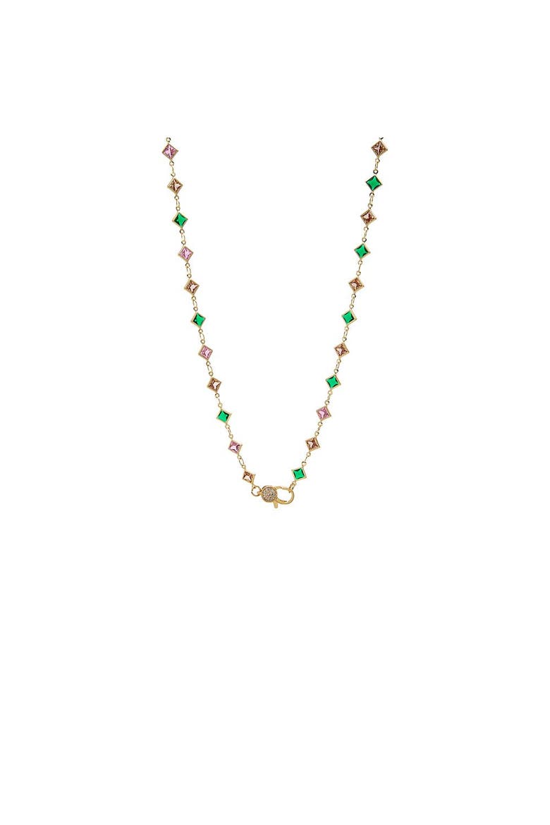 Diamond Look Multi Color Station Lobster Clasp Chain Necklace, Main, color, Multi-Color