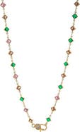 BY ADINA EDEN Diamond Look Multi Color Station Lobster Clasp Chain Necklace
