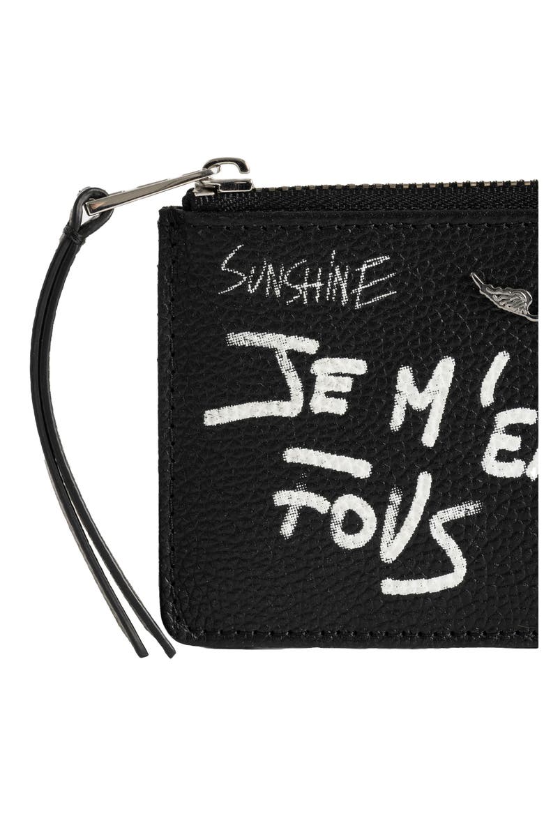 Arty Tag Leather Card Case, Alternate, color, BLACK