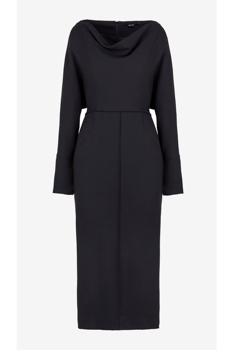 Draped Dolman Dress, Alternate, color, Black Crepe