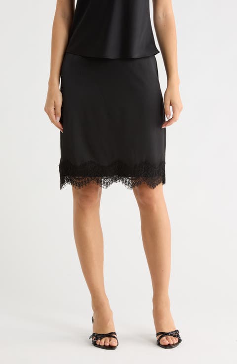 Lace Inset Midi Skirt