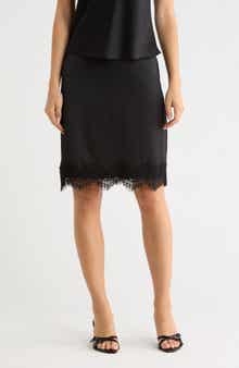 WAYF Lace Inset Midi Skirt