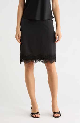 WAYF Lace Inset Midi Skirt