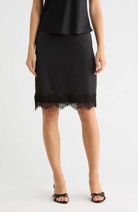 WAYF Lace Inset Midi Skirt