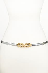 Raina Belts Gold Knot Buckle Leather Belt