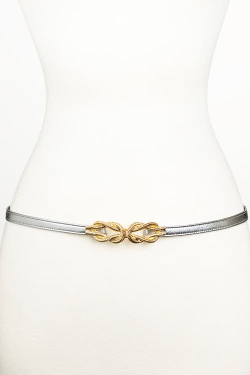 Raina Belts Gold Knot Buckle Leather Belt In Silver