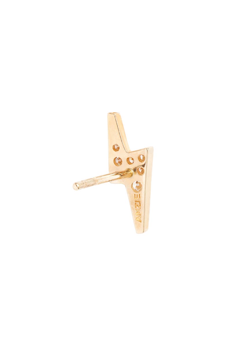 Anzie Single Lightning Bold Stud Earring, Alternate, color, Yellow Gold