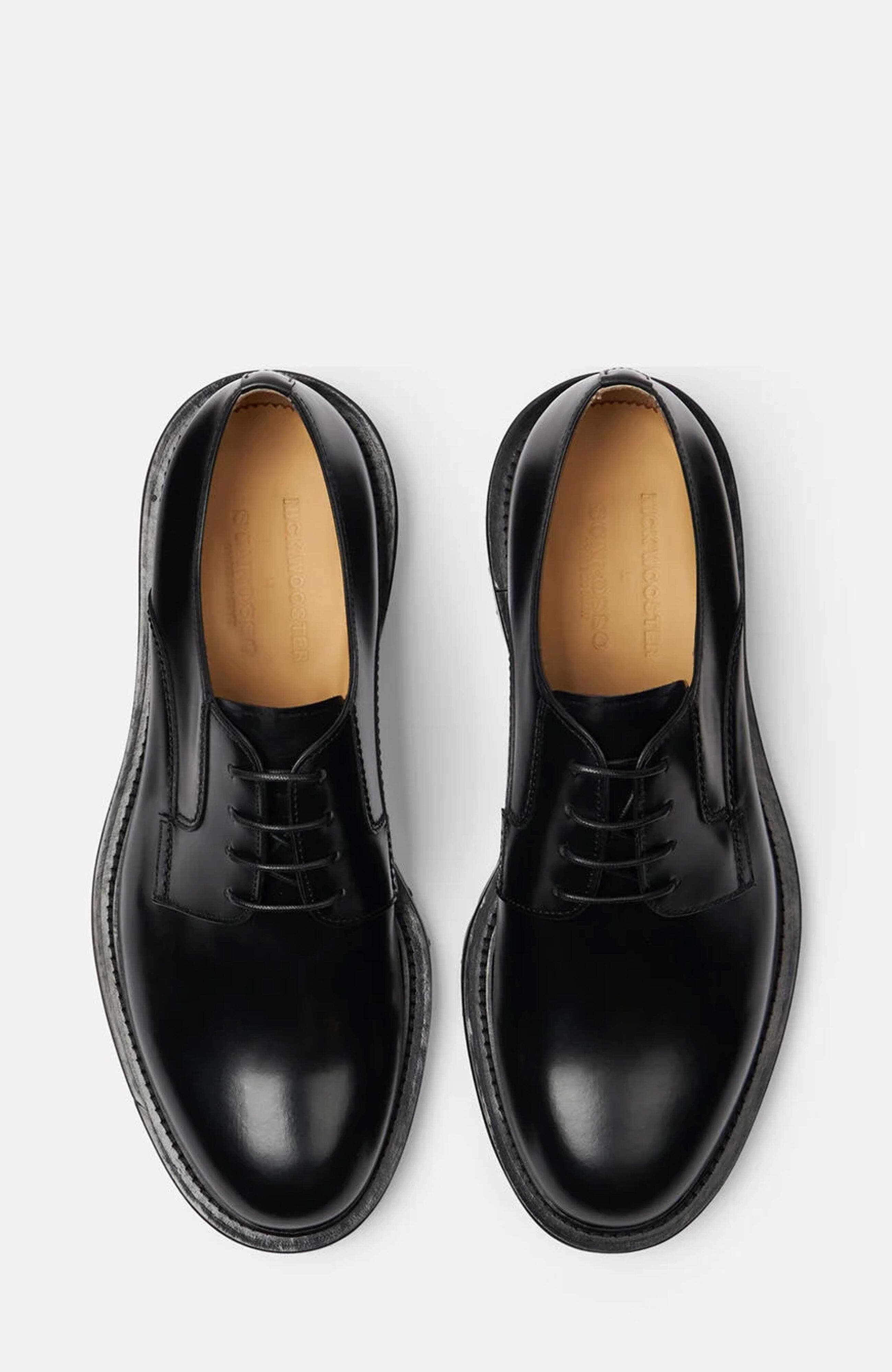 Wooster III Derbies, Alternate, color, Black - Brushed Calf