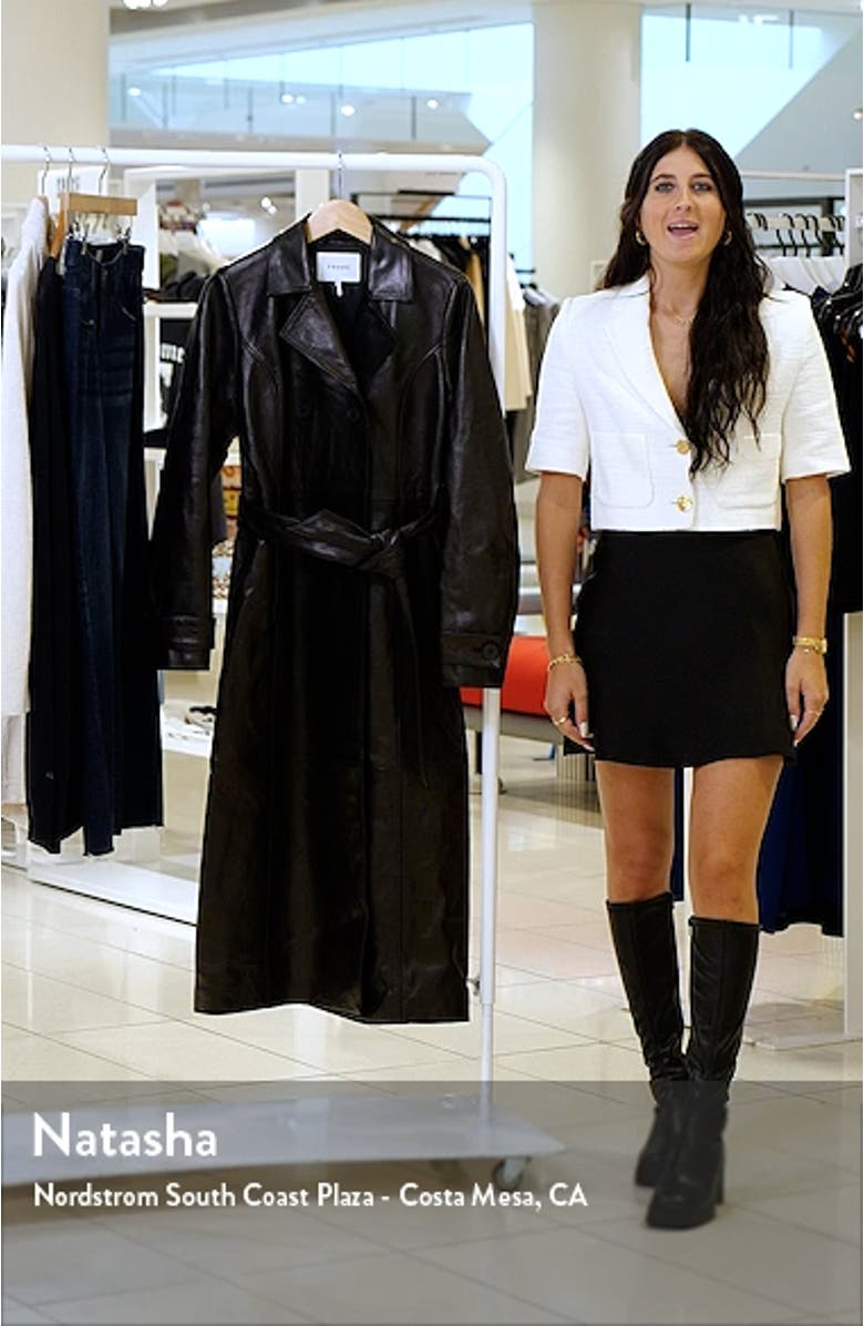 Double Breasted Tie Waist Leather Trench Coat, sales video thumbnail