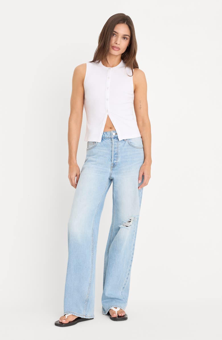 Good American The Rib Splay Sleeveless Top, Alternate, color, White001