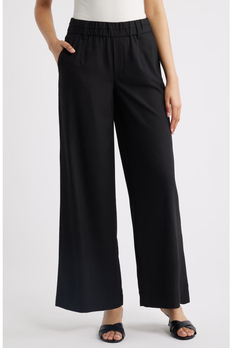 Skyrise Side Seam Straight Leg Pants, Main, color, BLACK
