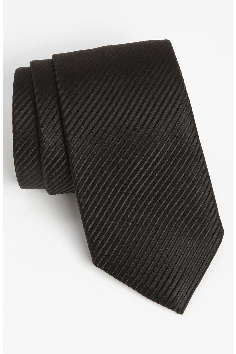 Woven Silk Tie, Main, color, BLACK