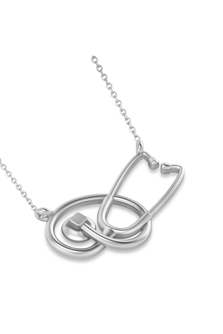 Stethoscope Pendant Necklace 14k, Alternate, color, white gold