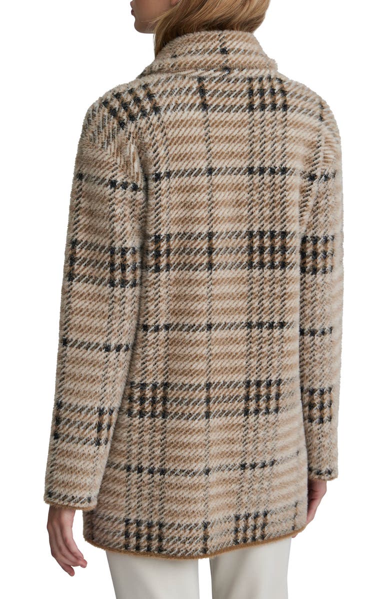NVLT Eyelash Bold Check Longline Coat, Alternate, color, Natural