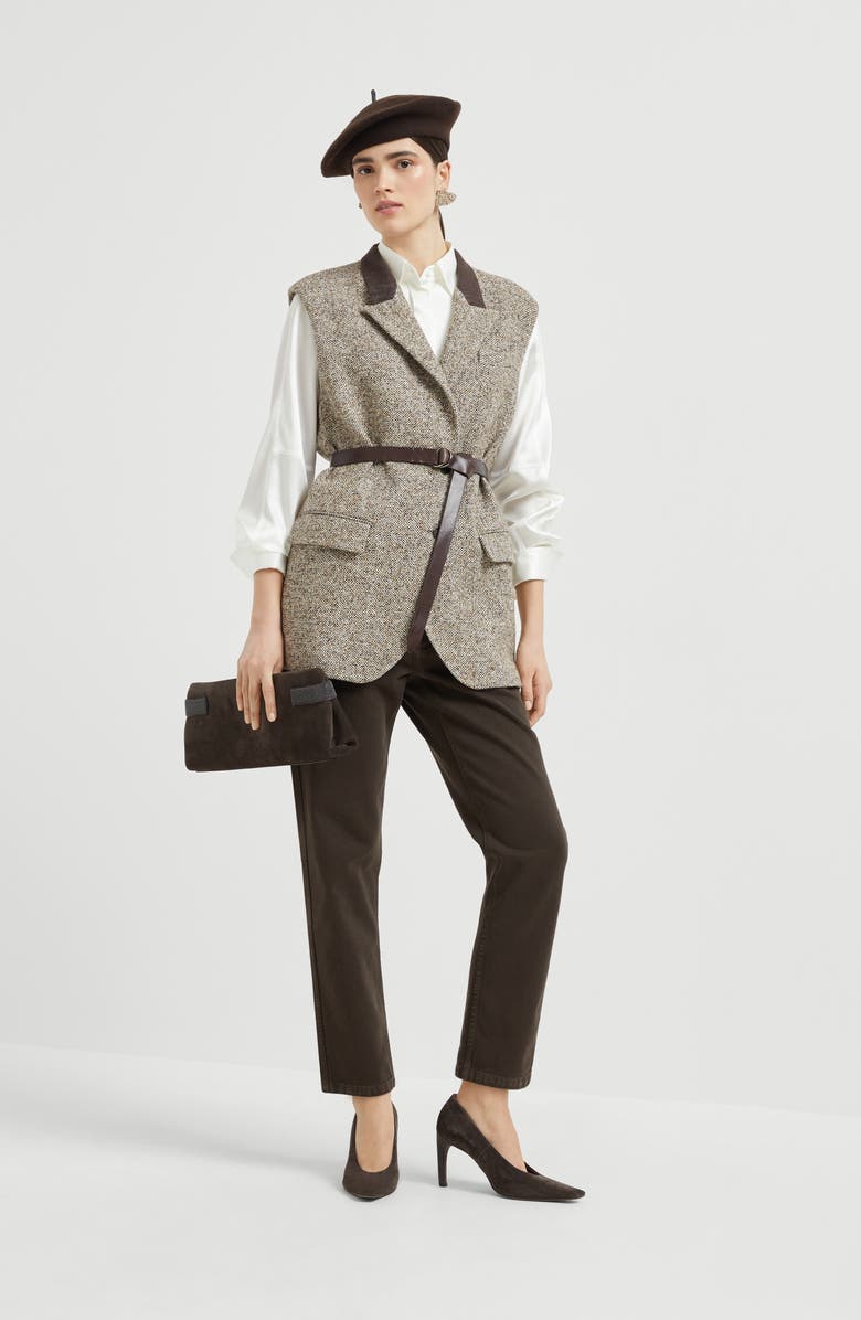 Brunello Cucinelli Straight five-pocket trousers, Alternate, color, Chocolate