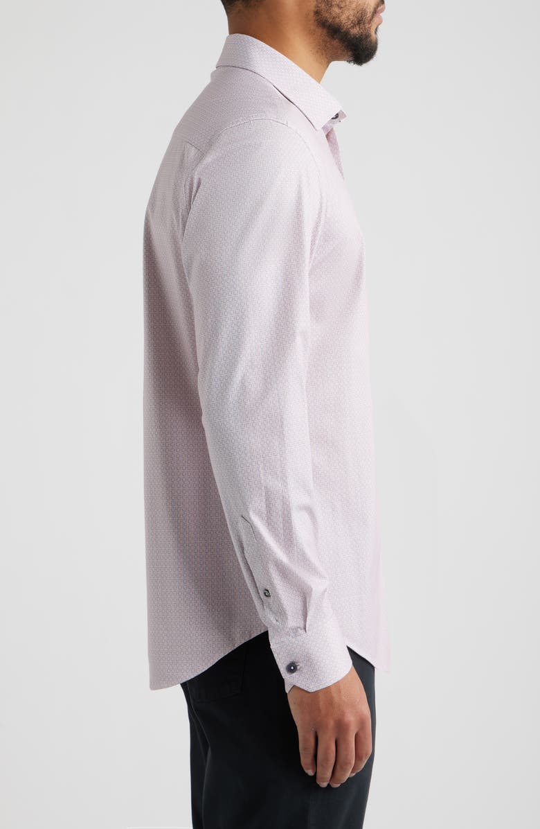 Bugatchi James OoohCotton<sup>®</sup> Geometric Print Button-Up Shirt, Alternate, color, Pink