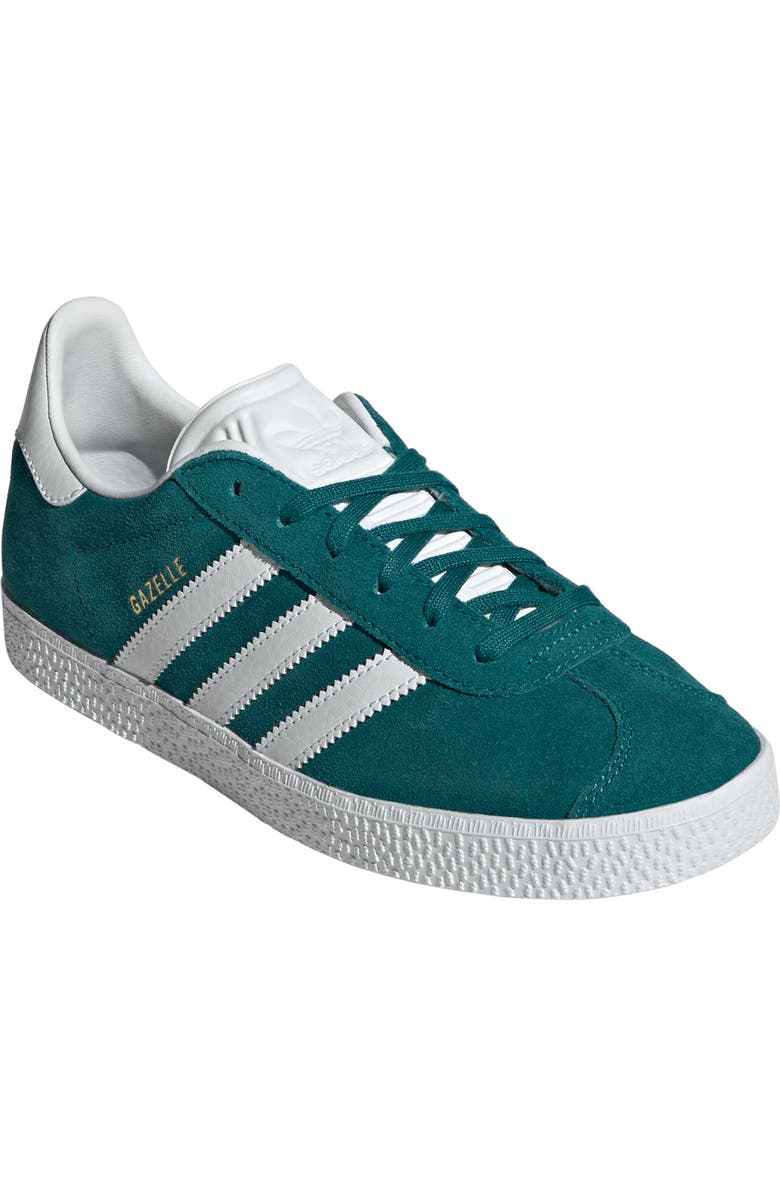 adidas Kids' Gazelle Low Top Sneaker, Main, color, Teal/ White/ Gold Metallic