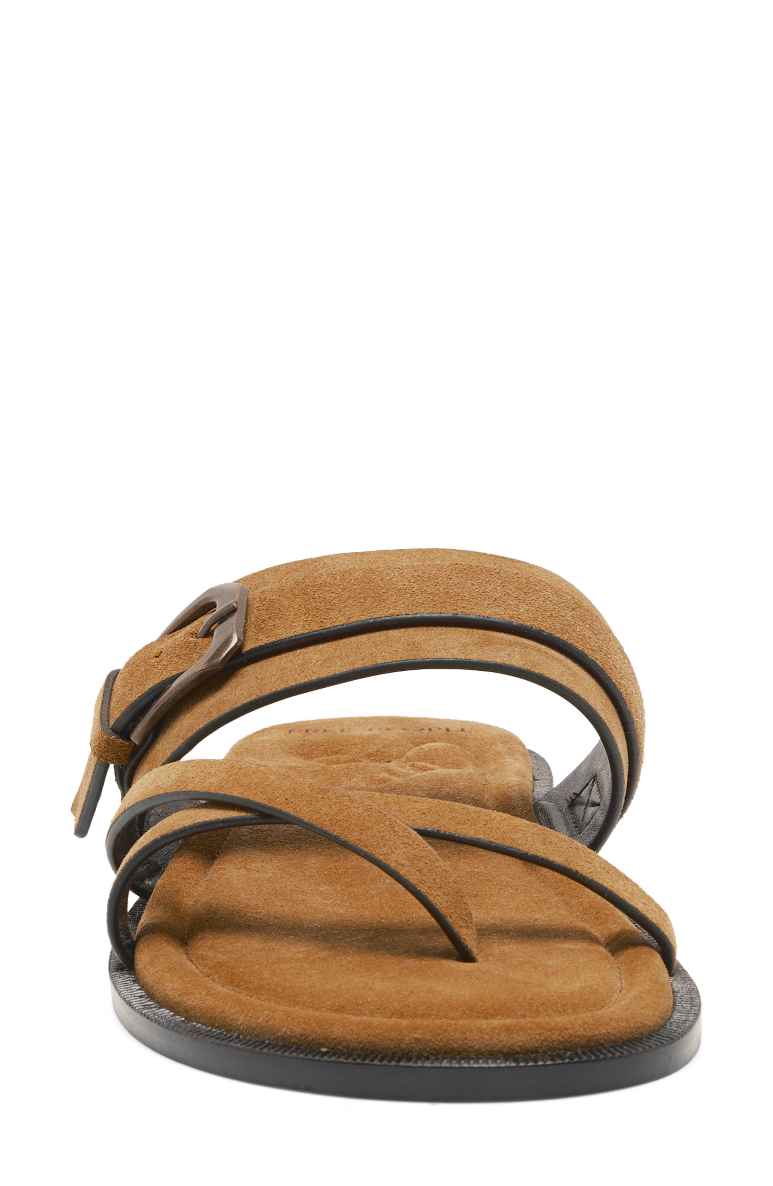 Belted Cross Strap Slide Sandal, Alternate, color, DRIFTWOOD TAN SUEDE