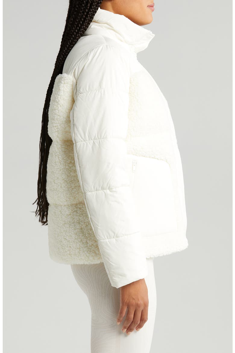Hybrid Faux Shearling Puffer Jacket, Alternate, color, IVORY EGRET