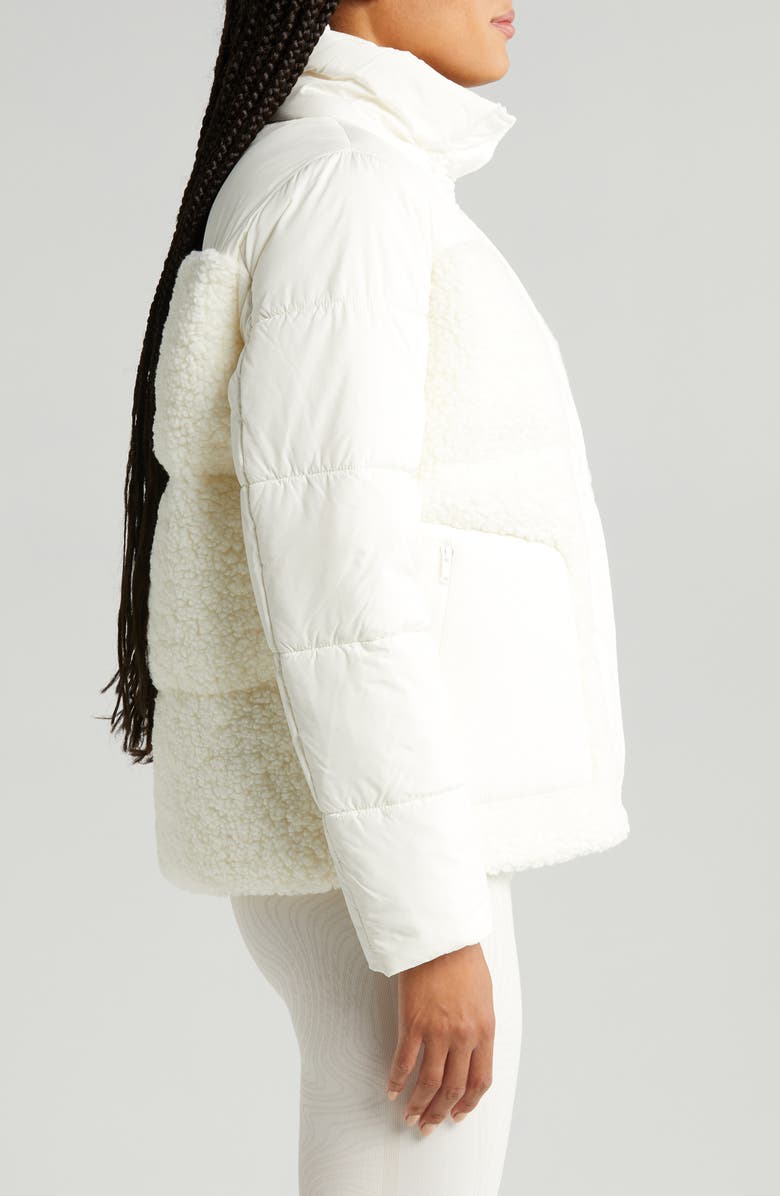 Zella Hybrid Faux Shearling Puffer Jacket, Alternate, color, 