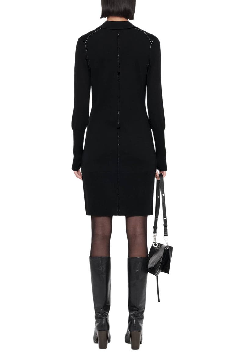 Coyte Merino Wool Polo Dress, Alternate, color, BLACK