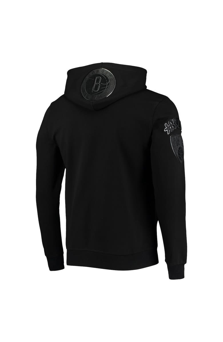 PRO STANDARD Men's Pro Standard Brooklyn Nets Triple Black Gloss Pullover Hoodie, Alternate, color,