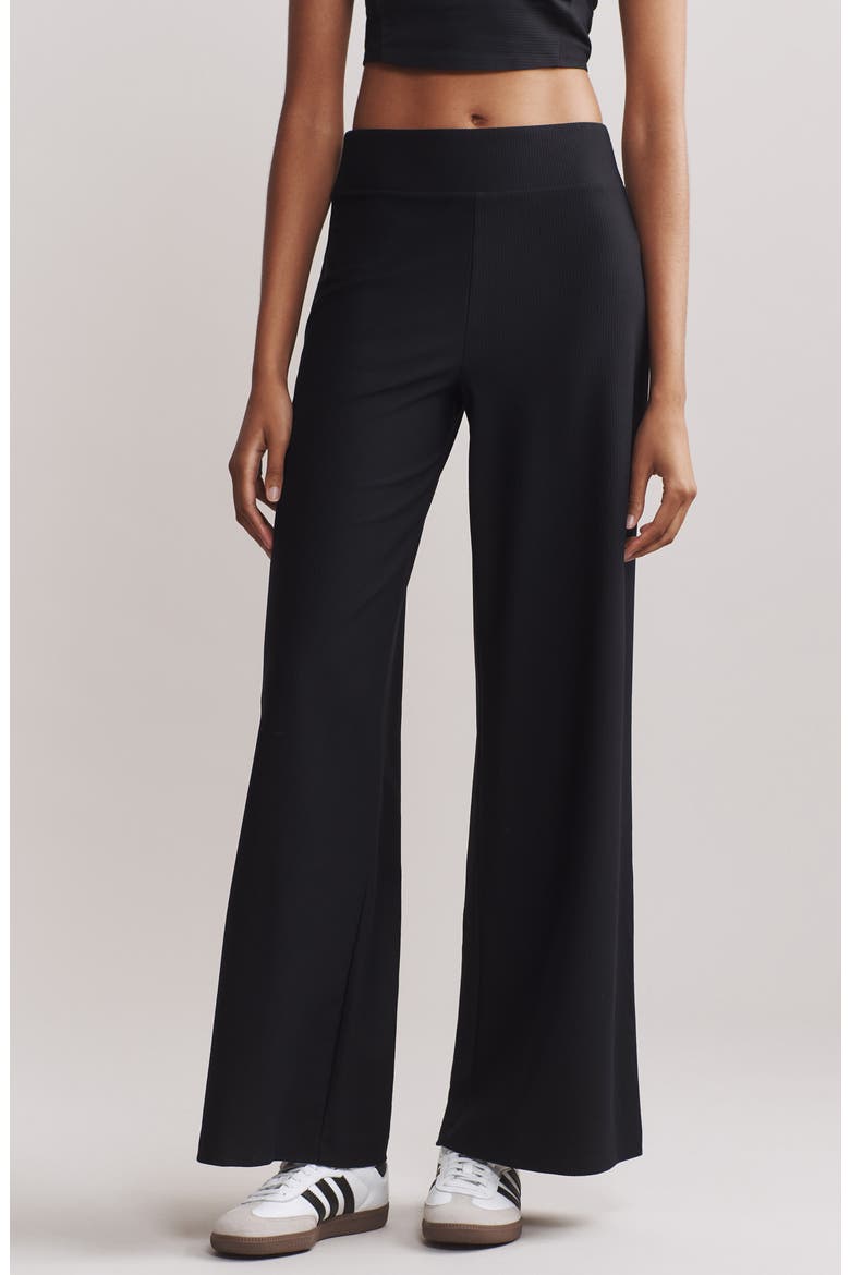 Ripple Wide Leg Sweatpants, Main, color, BLACK
