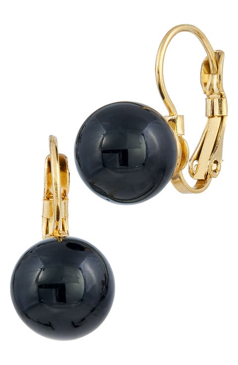Onyx Lever Back Earrings