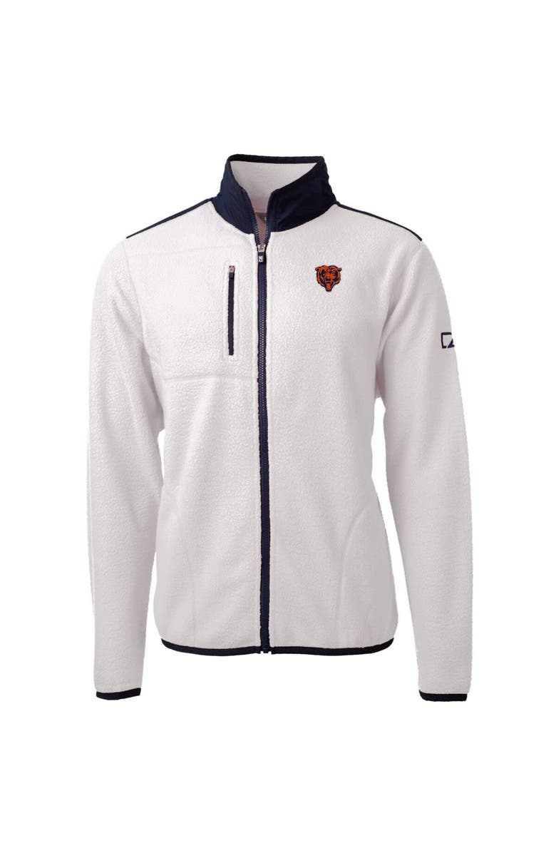 Cutter & Buck Men's Cutter & Buck White/Navy Chicago Bears Cascade Eco Sherpa Big & Tall Fleece Full-Zip Throwback Jacket, Alternate, color, 