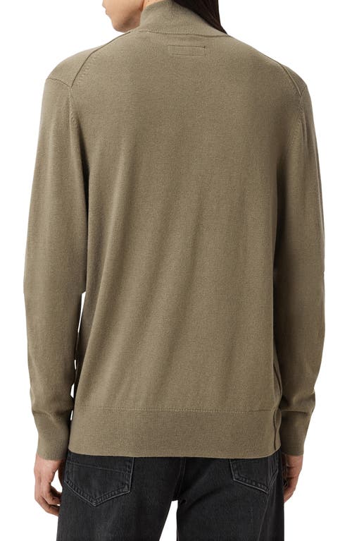 Allsaints Kilburn Mock Neck Wool Blend Quarter Zip Sweater In Green
