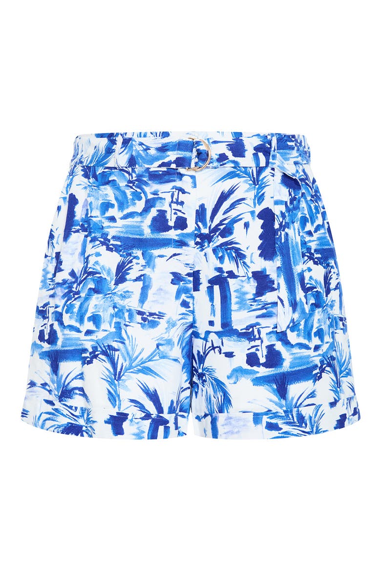 Palm Tree Print Shorts, Alternate, color, BLUE PALM