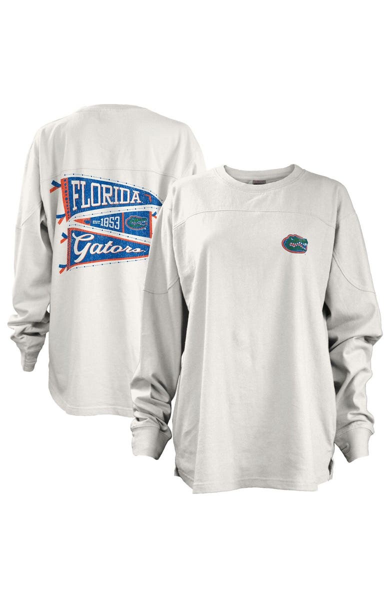 PRESSBOX Women's Pressbox White Florida Gators Pennant Stack Oversized Long Sleeve T-Shirt, Main, color, 