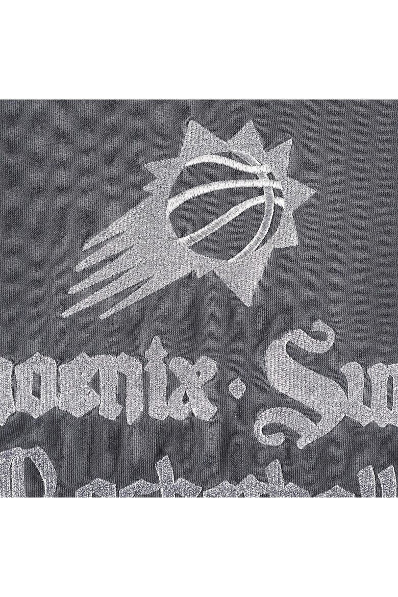 Women's The Wild Collective Gray Phoenix Suns Embroidered Fleece Raglan Short Sleeve Pullover Sweatshirt, Alternate, color, Gray