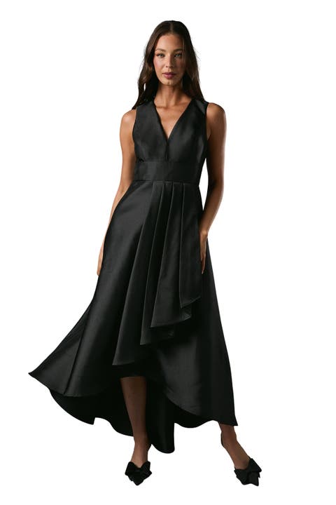 Petite Plunge Waterfall Twill Dress