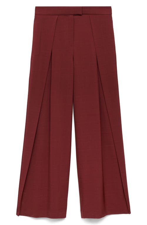 Mango Inverted Pleat Wide Leg Pants In Brown