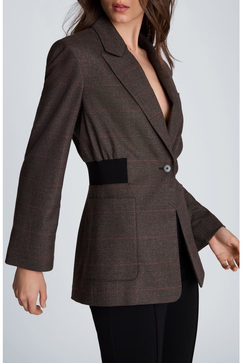Ribbed Waisted Blazer, Alternate, color, MEDIUM BARK MULTI