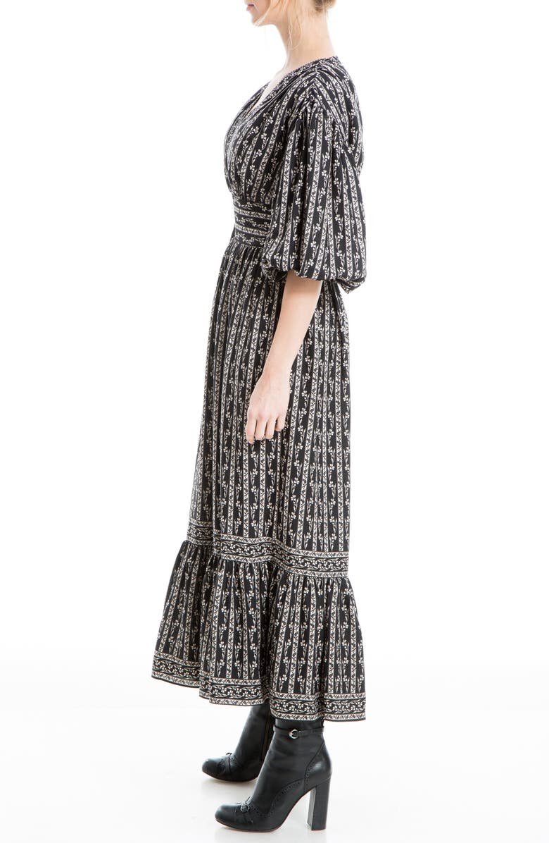 MAX STUDIO Flat Crepe 3/4 Puff Sleeve Maxi Dress, Alternate, color, 