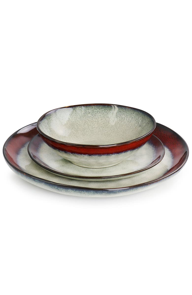 Elama Samara 12 Piece Stoneware Dinnerware Set, Alternate, color, White