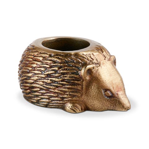 Garden Hedgehog Tealight Antique Brass Aluminum Spring