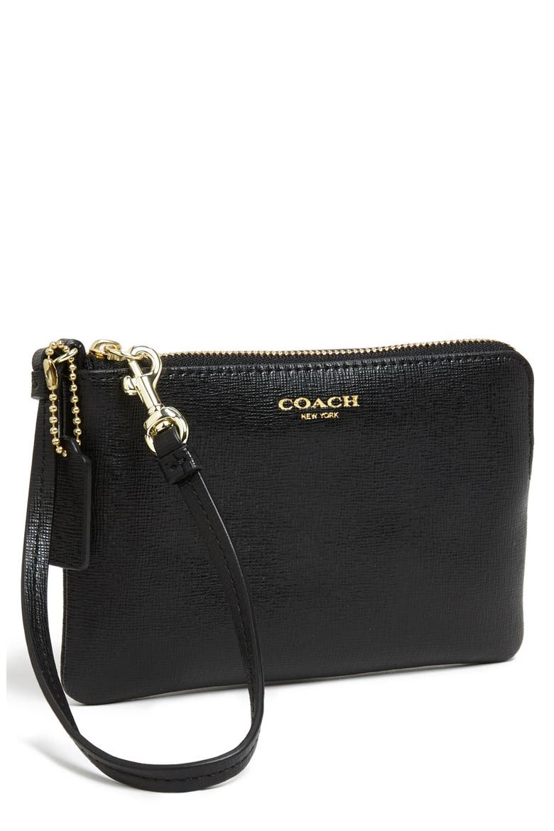 'Small' Leather Wristlet, Main, color, BLACK