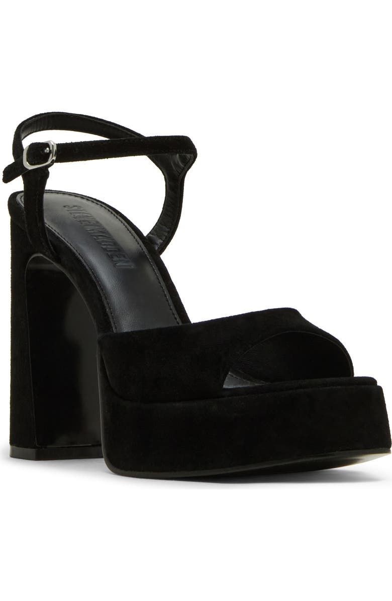 Steve Madden Liandra Ankle Strap Platform Sandal, Main, color, Black Sued